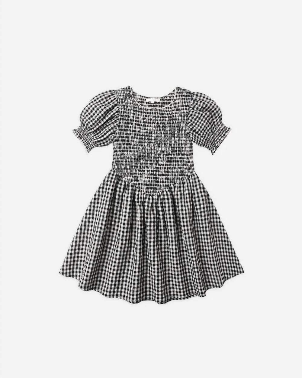 NEW RYLEE + CRU girl's louise dress in black check